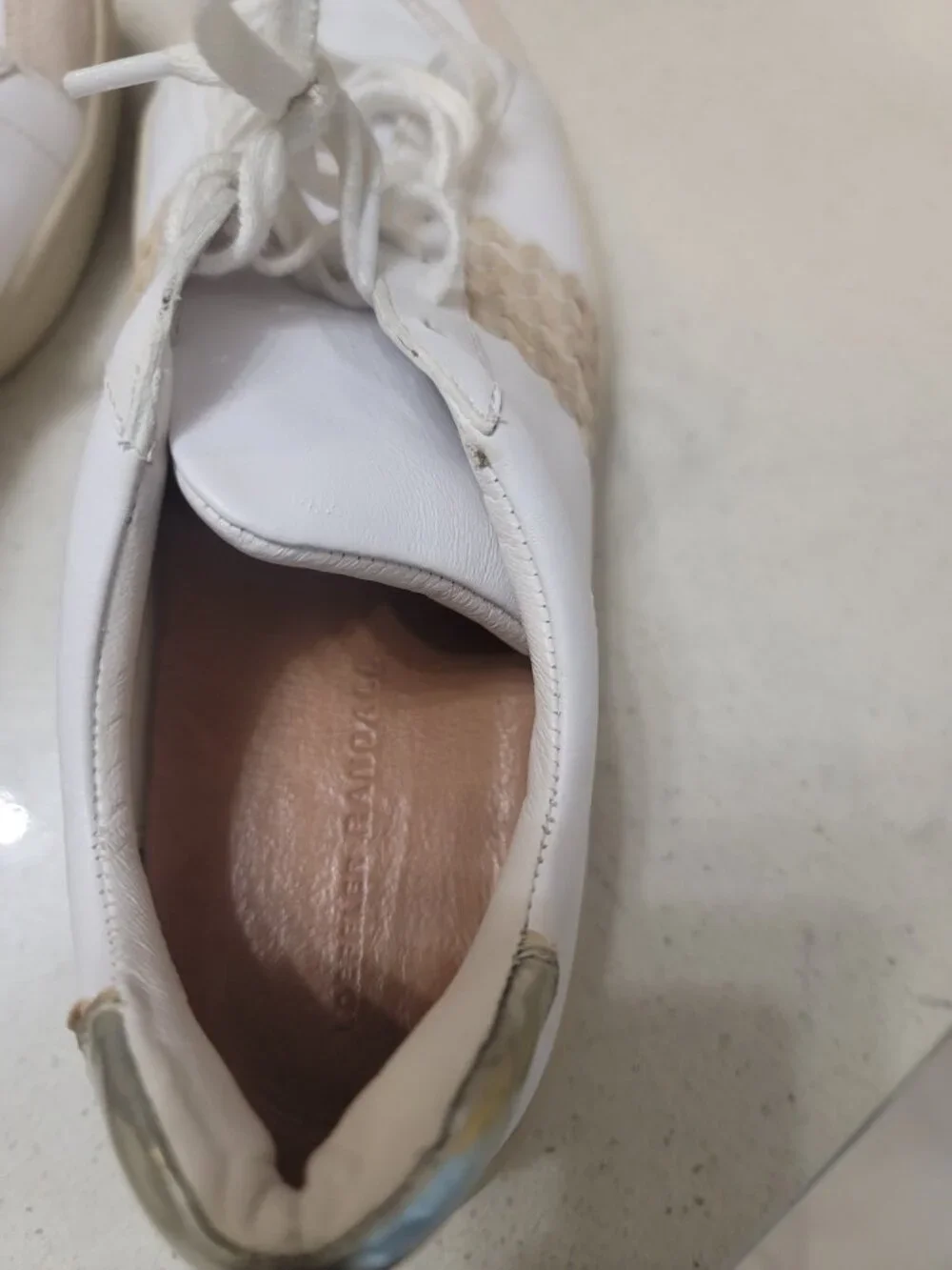 LOEFFLER RANDALL Elliot Sneaker Lace Up Low Top Gold  Ric Rac Women's Sz 9 White